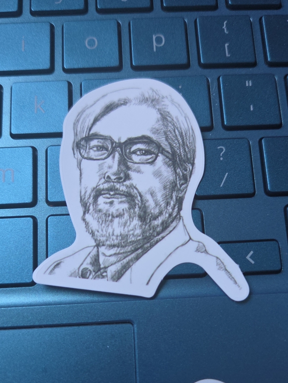 Blue Laptop Surface Sticker - Decorative Portrait Decal